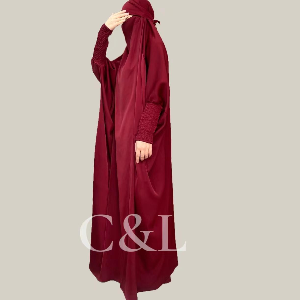 #CL32 Family Satin Jilbab Set | Mother & Kids Matching Modest Dress with Luxe Drape (All Sizes)